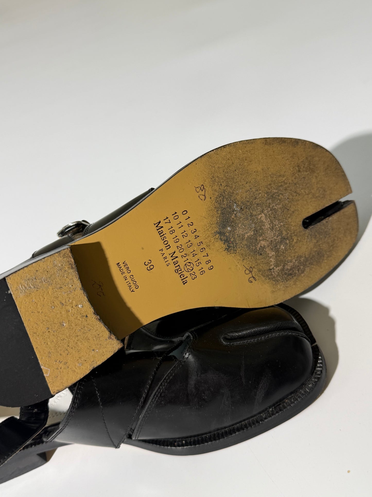 Maison Margiela Black Leather Tabi Sandals
