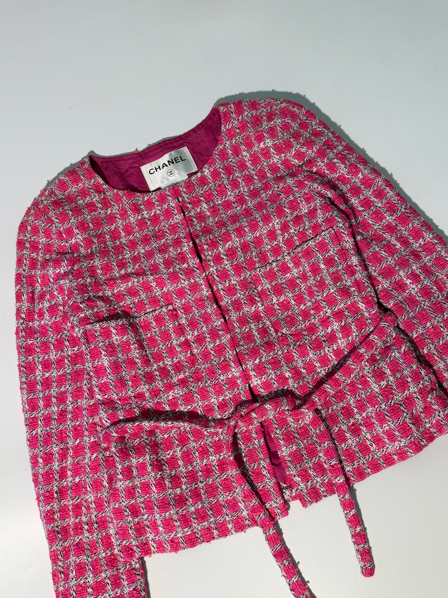 Chanel Summer 2019 Pink & White Tweed Jacket