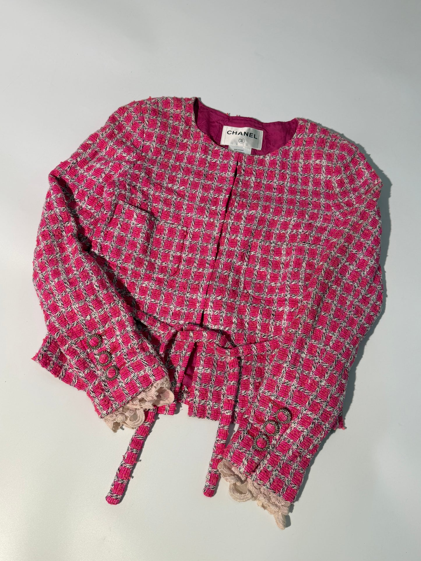 Chanel Summer 2019 Pink & White Tweed Jacket