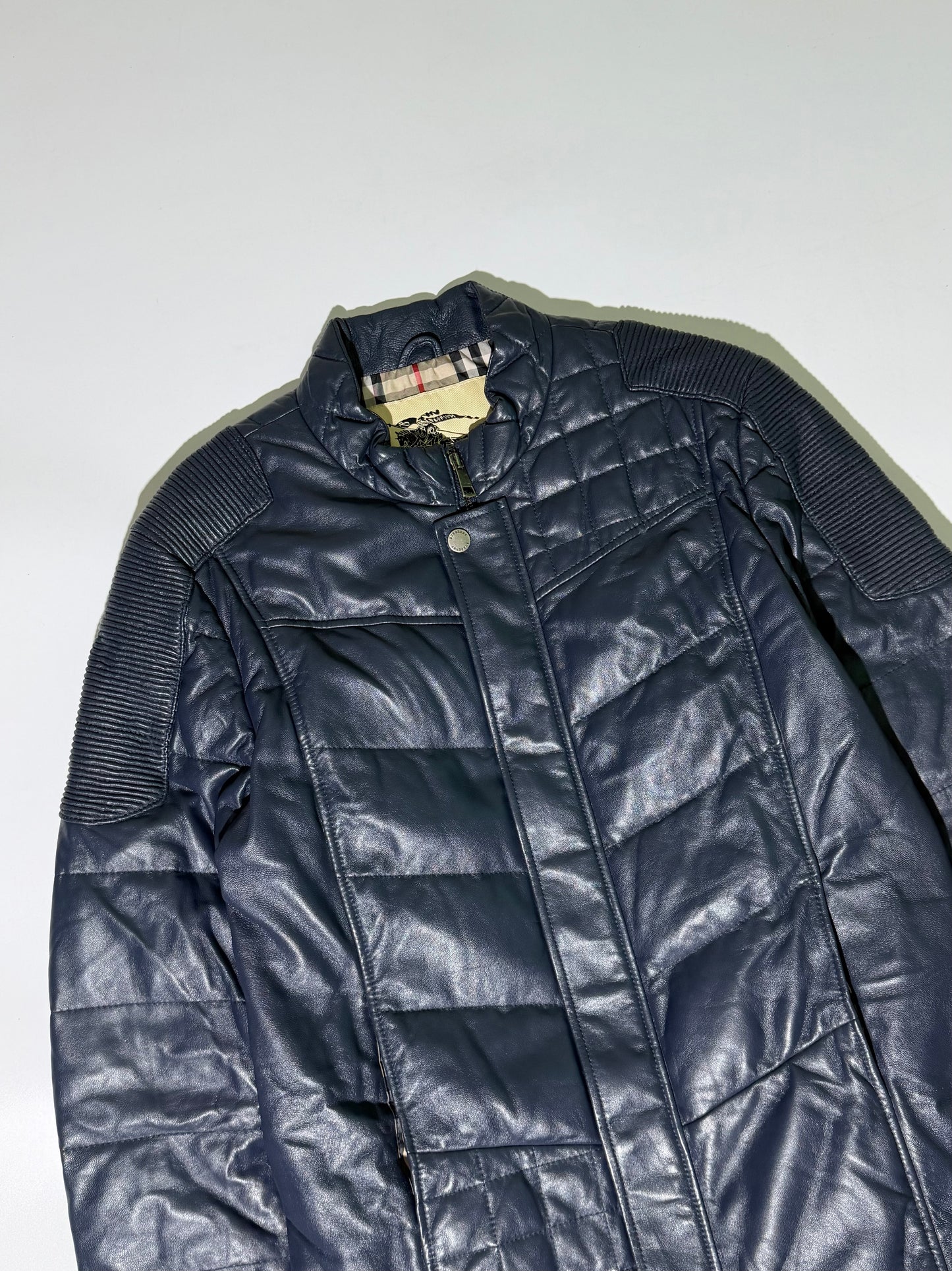 Burberry London Nova Check Lining Quilted Leather Jacket