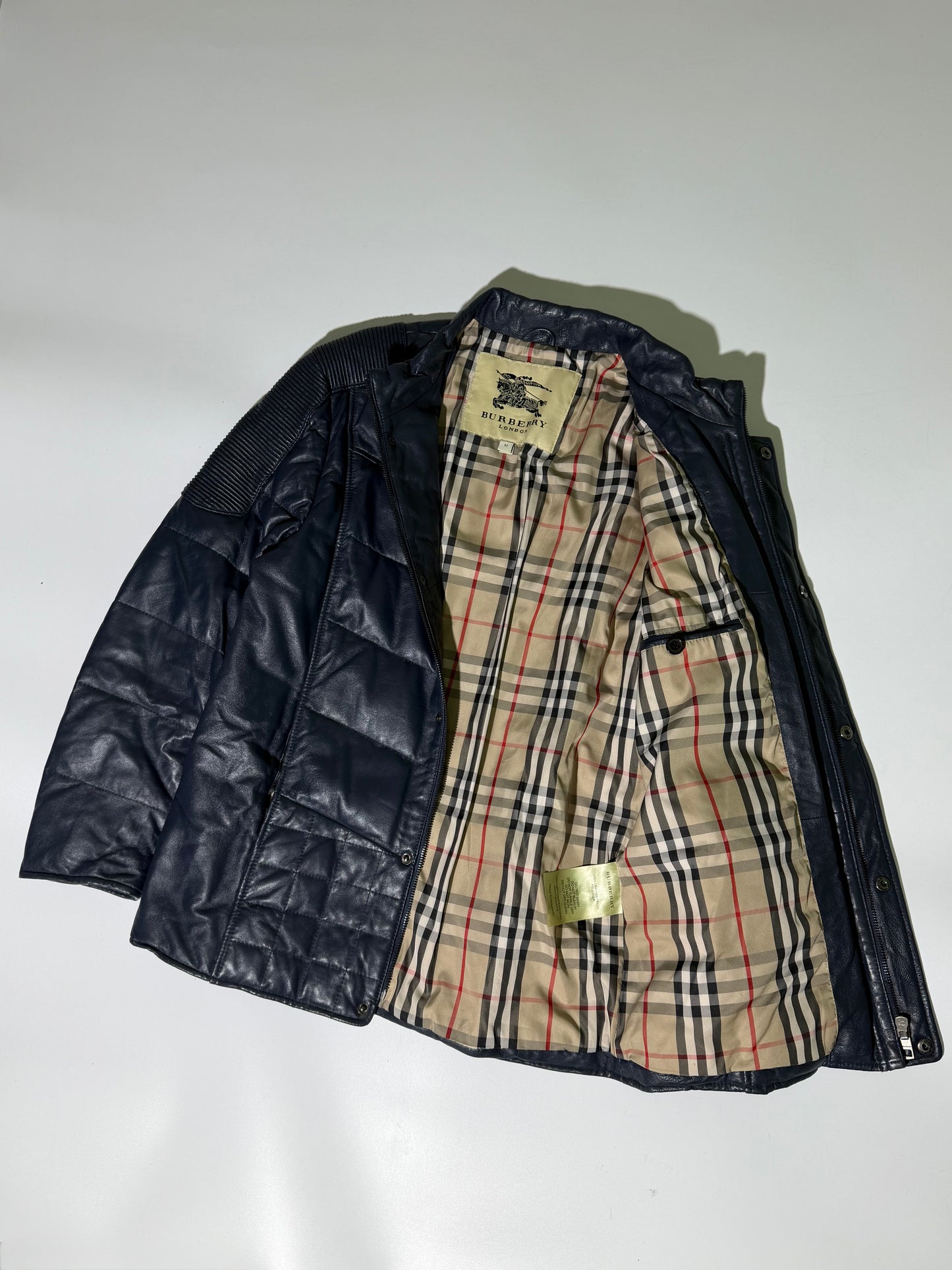 Burberry London Nova Check Lining Quilted Leather Jacket