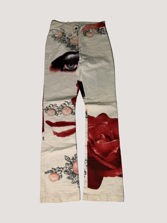 1990's Alexander McQueen "Face" Printed Denim Jeans