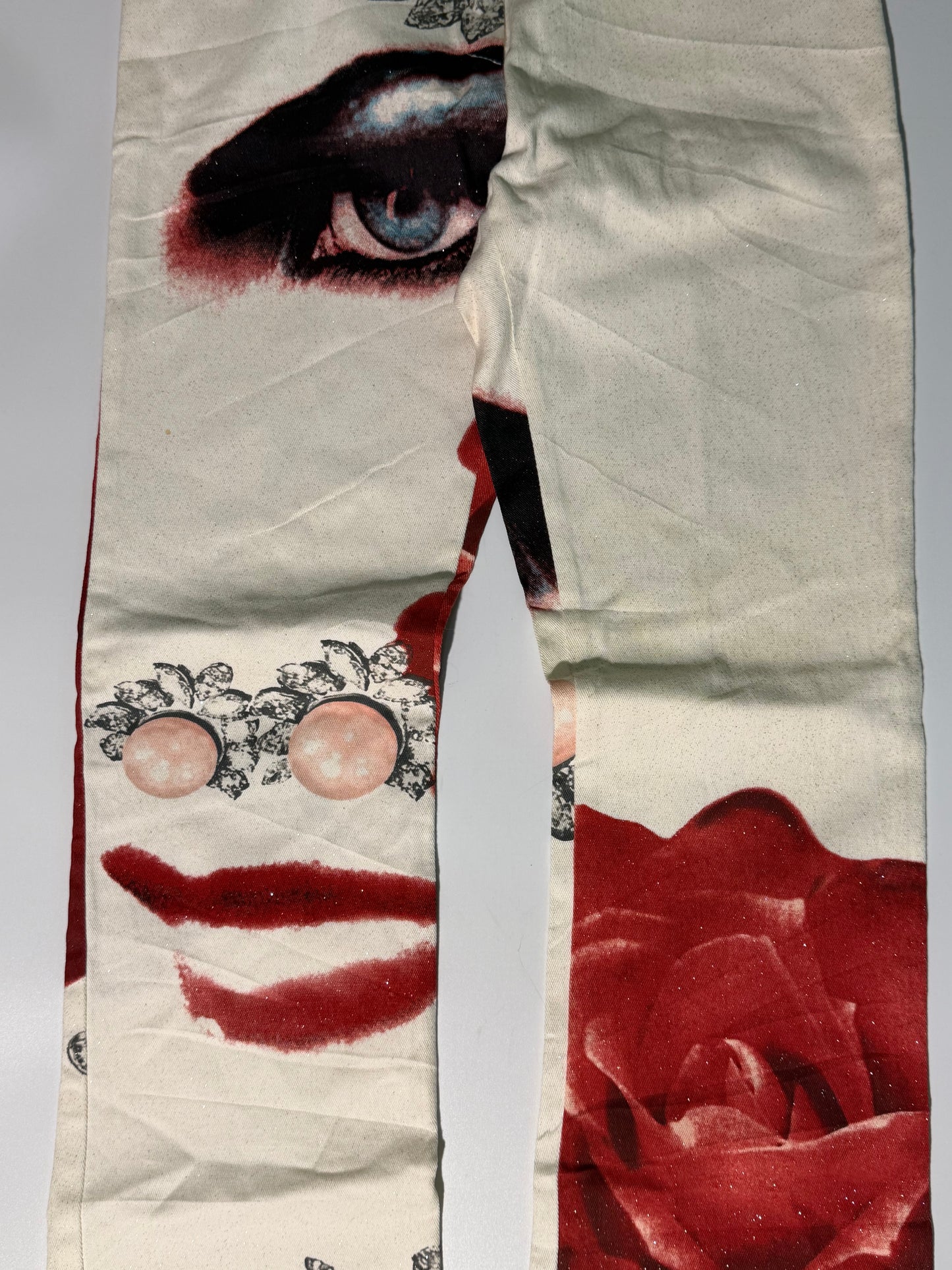 1990's Alexander McQueen "Face" Printed Denim Jeans