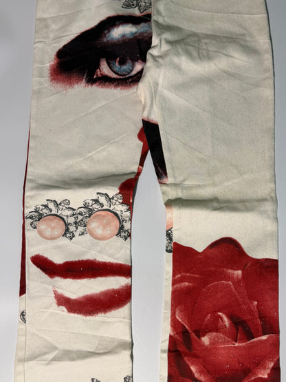1990's Alexander McQueen "Face" Printed Denim Jeans