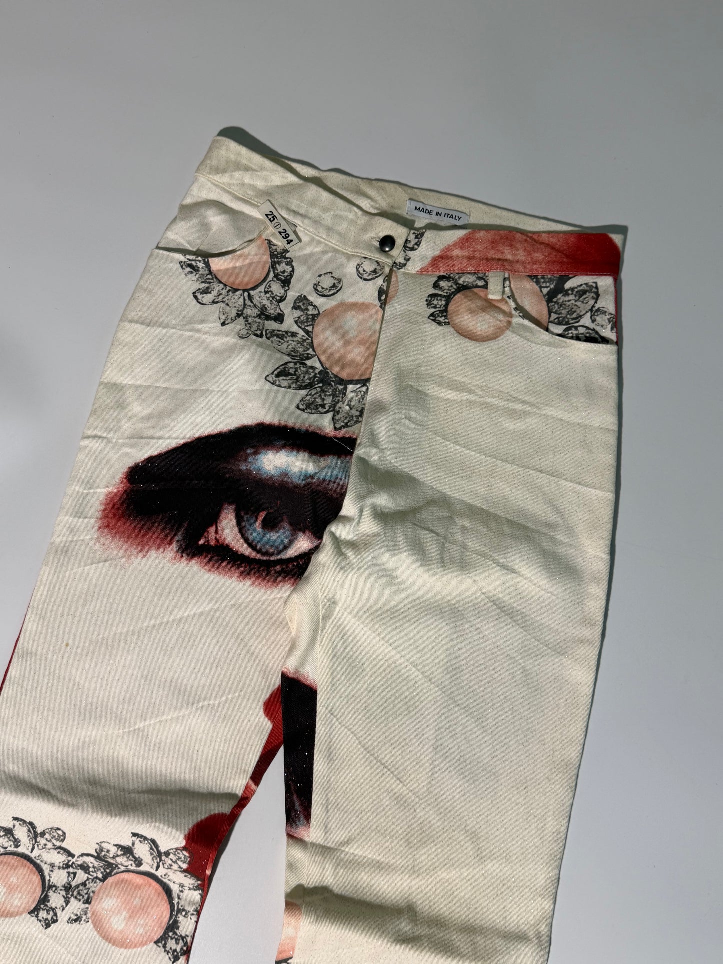 1990's Alexander McQueen "Face" Printed Denim Jeans