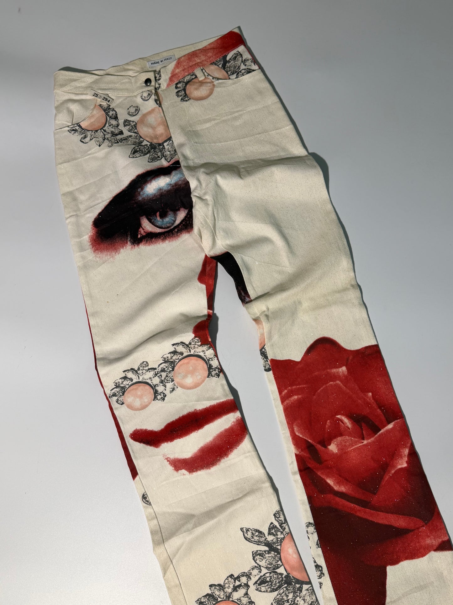 1990's Alexander McQueen "Face" Printed Denim Jeans