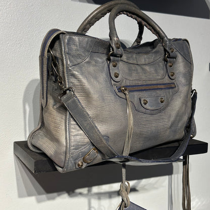 RARE Balenciaga Dark Night Lizard Embossed Leather RH City