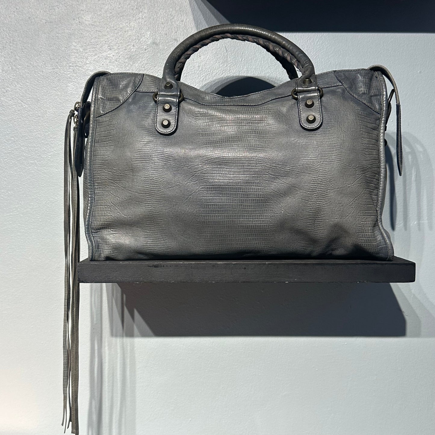 RARE Balenciaga Dark Night Lizard Embossed Leather RH City
