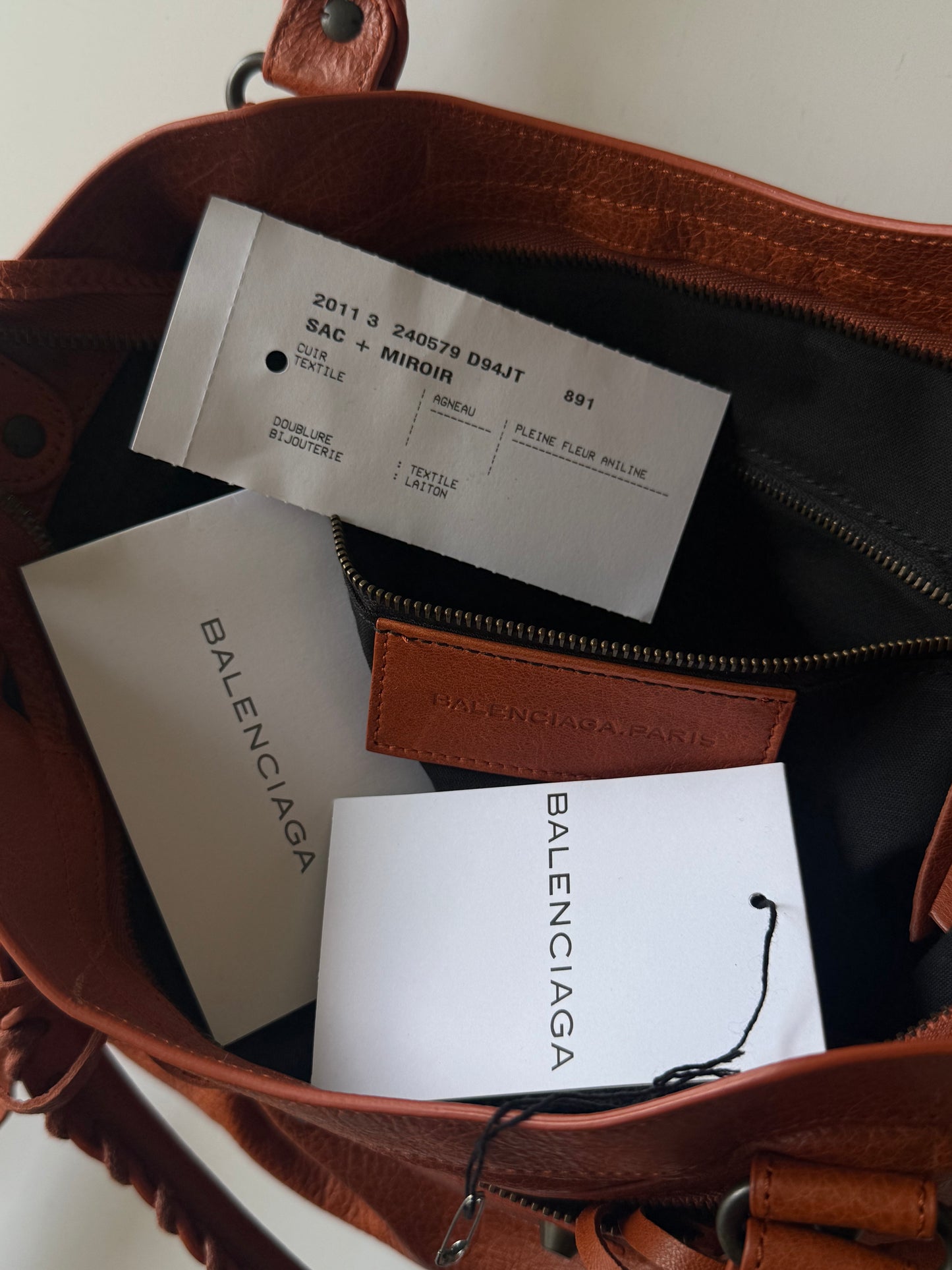 2000’s Balenciaga Orange Brulee Motorcycle Town Bag