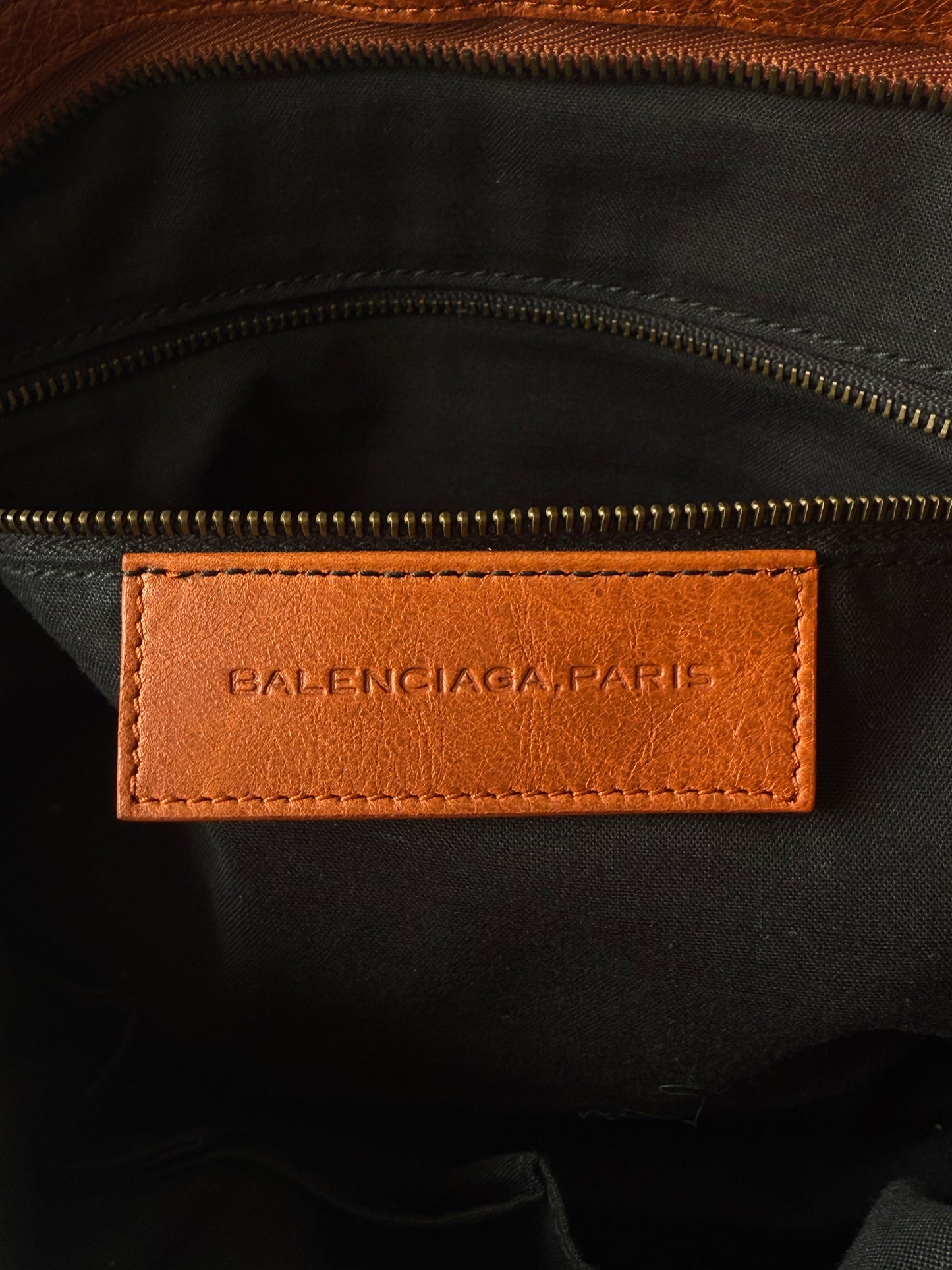 2000’s Balenciaga Orange Brulee Motorcycle Town Bag