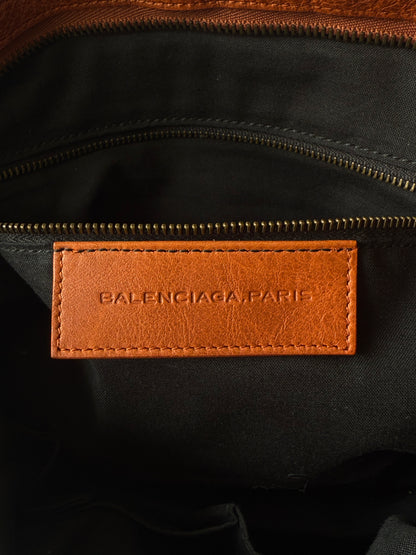 2000’s Balenciaga Orange Brulee Motorcycle Town Bag