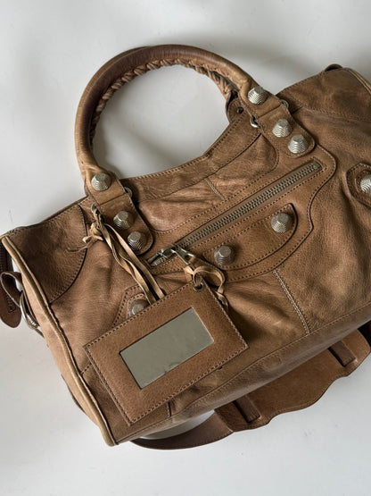 2000’s Balenciaga Brown Giant 21 Silver Hardware City Bag