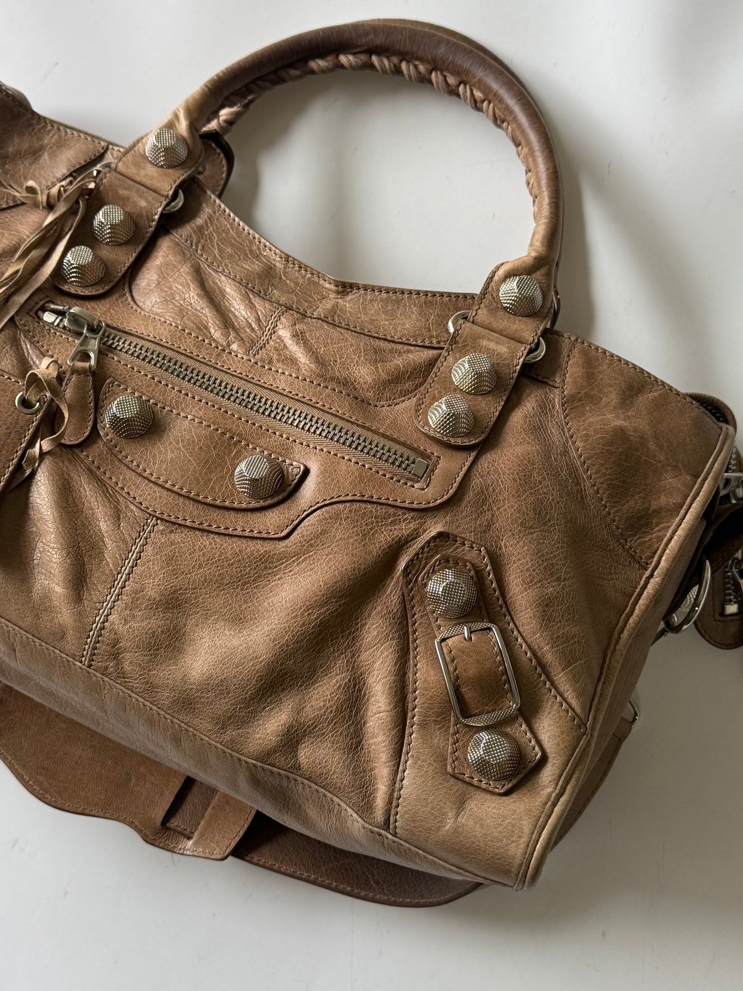 2000’s Balenciaga Brown Giant 21 Silver Hardware City Bag