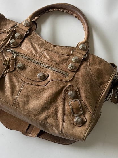 2000’s Balenciaga Brown Giant 21 Silver Hardware City Bag