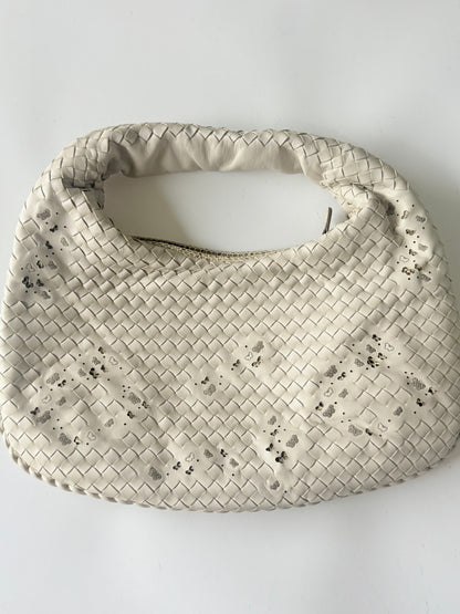 Bottega Veneta White Butterfly Intrecciato Woven Hobo Bag