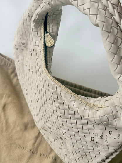 Bottega Veneta White Butterfly Intrecciato Woven Hobo Bag