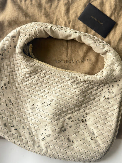 Bottega Veneta White Butterfly Intrecciato Woven Hobo Bag