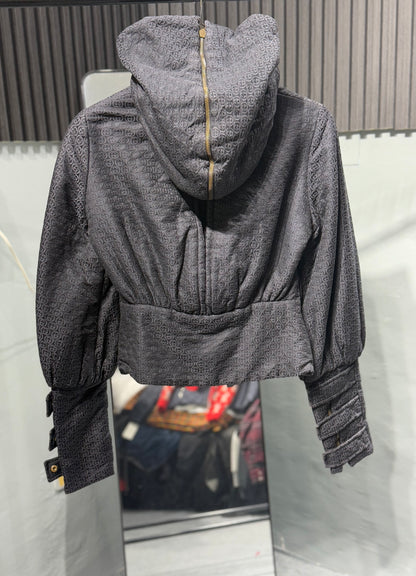 Gucci by Tom Ford FW2003 GG Women’s Black Hooded Jacket
