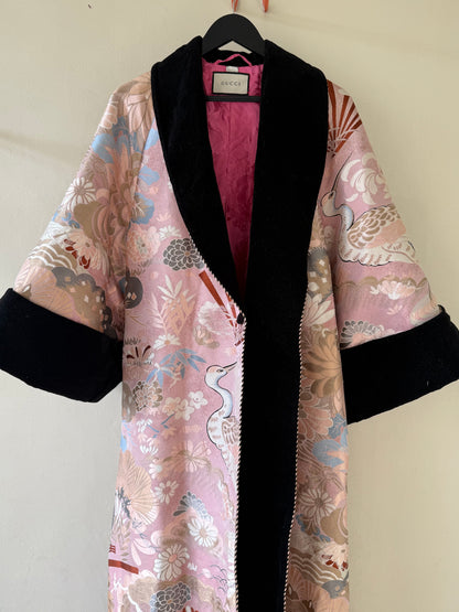 New Cruise 2019 Gucci Runway Embroidered Pastel Pink Kimono