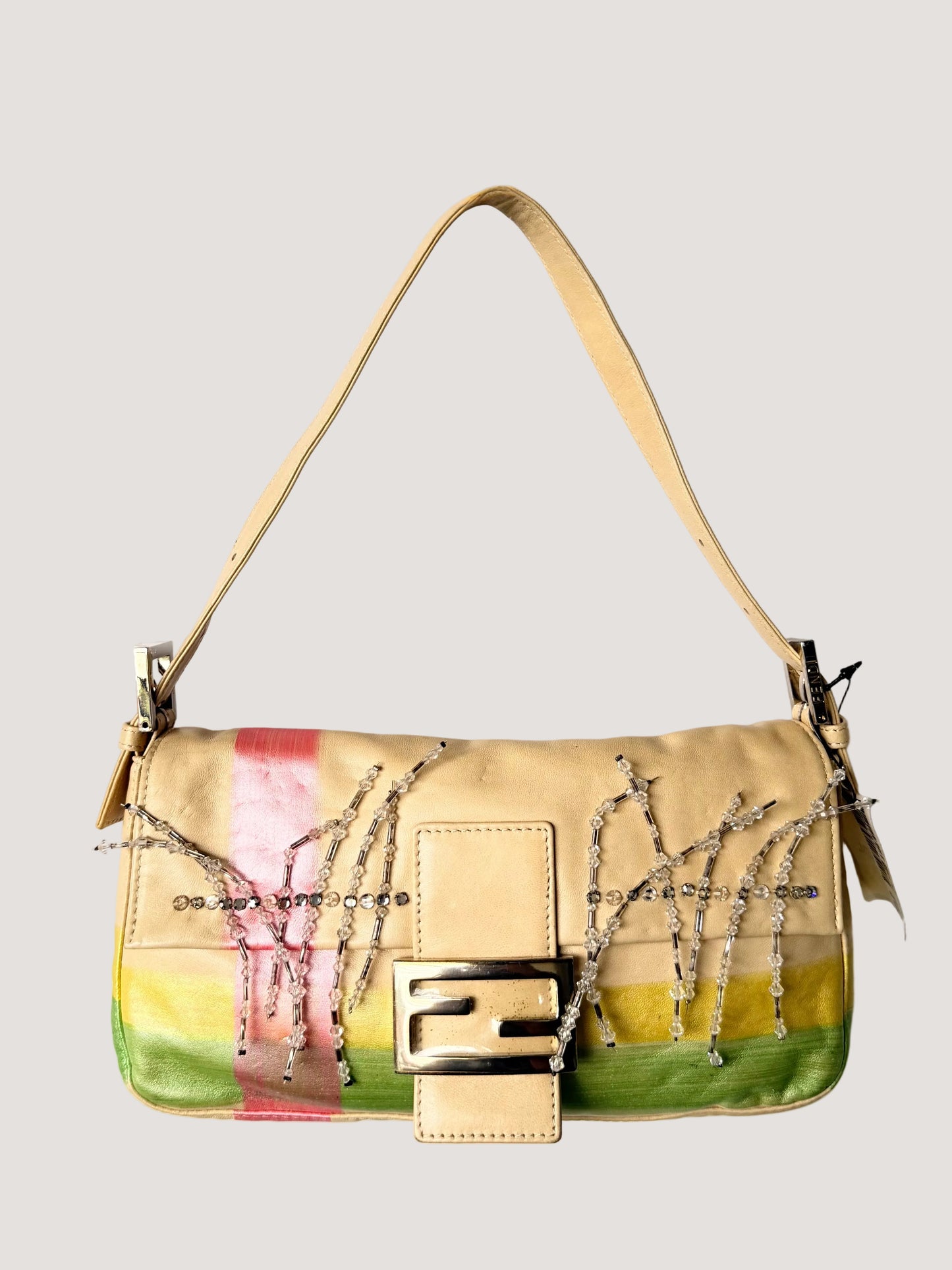 Vintage Fendi Pastel Painted Beaded Rhinestone Baguette