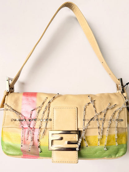 Vintage Fendi Pastel Painted Beaded Rhinestone Baguette