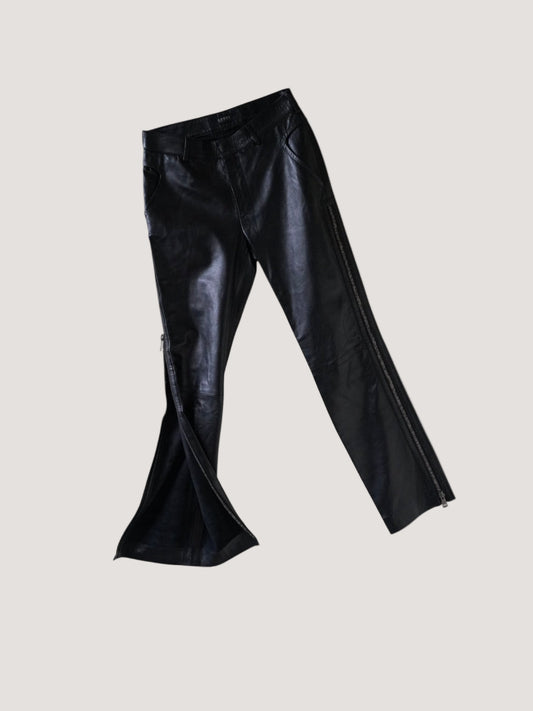 2001 Gucci by Tom Ford Leather Pants Double Side Zip