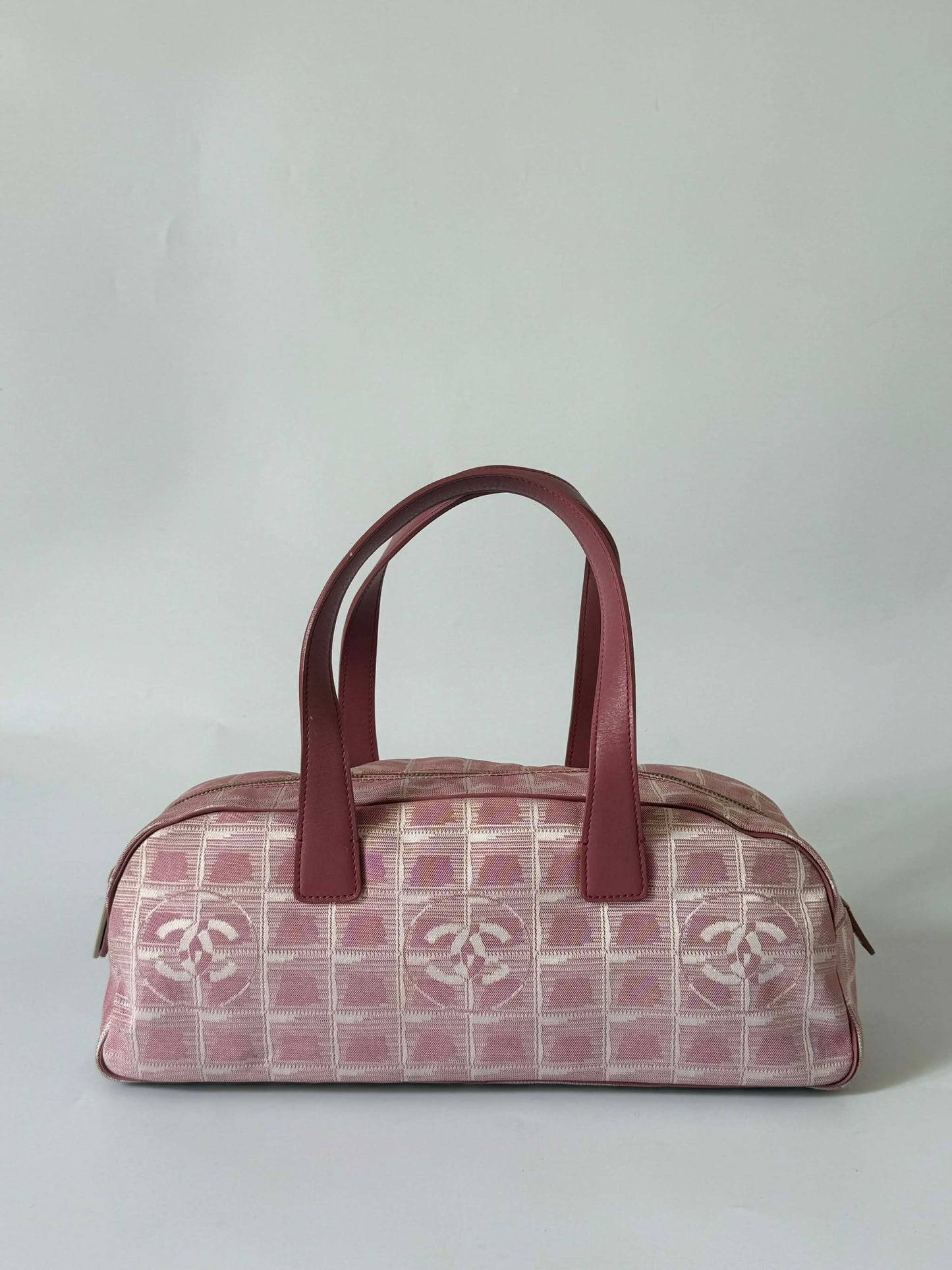 Chanel New Travel Line Pink Nylon Bowler Bag