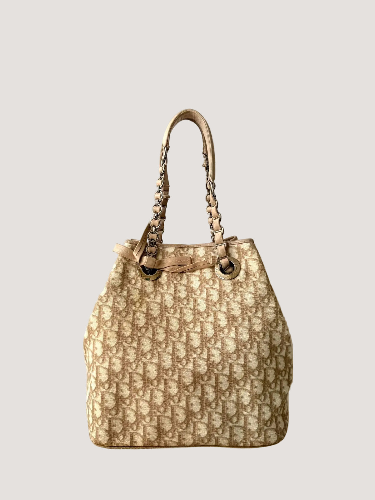 Vintage Christian Dior Trotter Canvas Romantique Chain Tote Bag