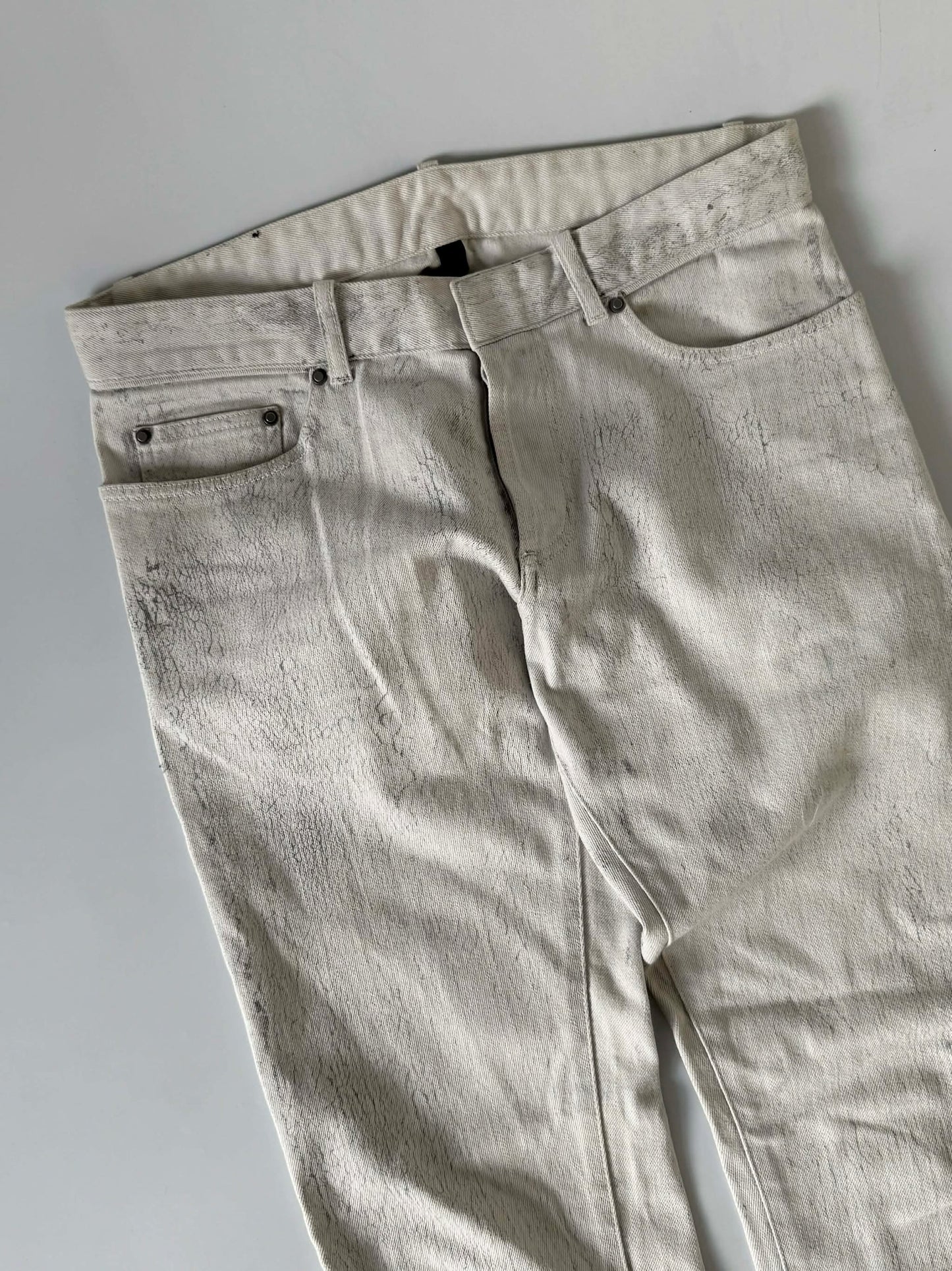 Balenciaga FW14 Cracked Paint Denim Pants
