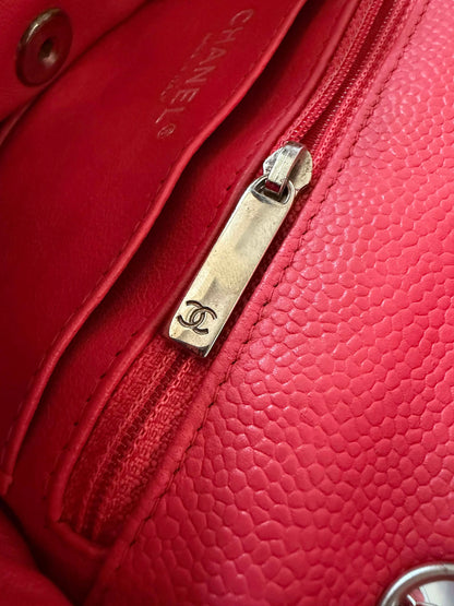 Chanel Pink Quilted Caviar Mini Classic Single Flap Bag