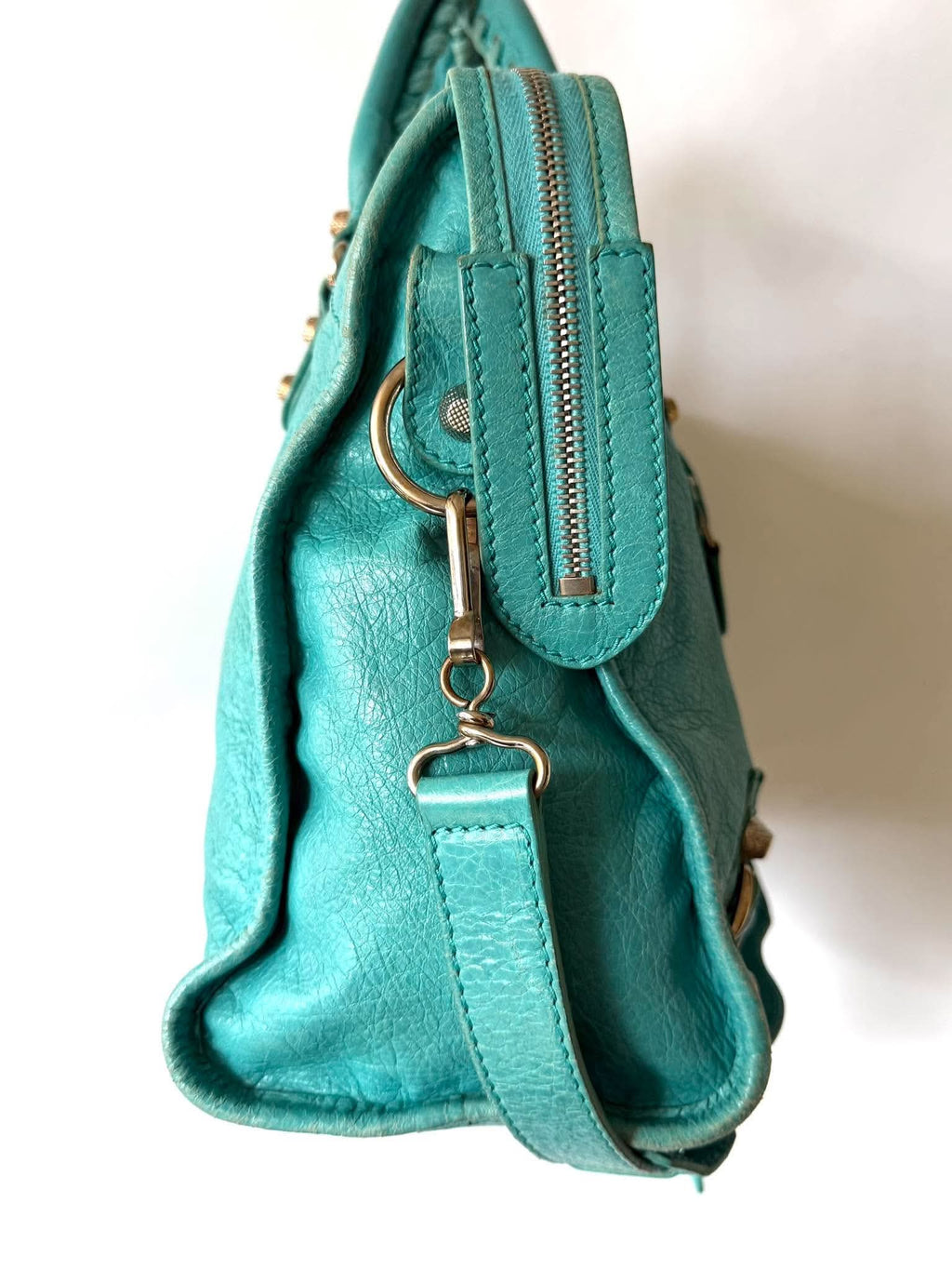 2000’s Balenciaga Torquoise Giant 12 Silver City Bag