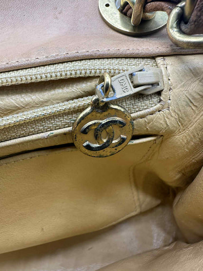 Chanel Debossed Logo Calfskin Half Flap Gold Coco Mark