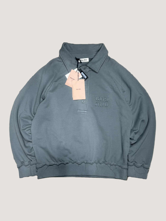 Miu Miu Gray Garment-Dyed Cotton Fleece Sweatshirt