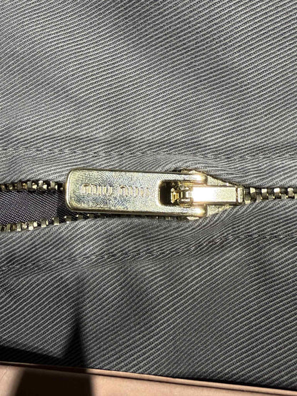 Miu Miu Garment-Dyed Blouson Jacket With Embroidered Logo