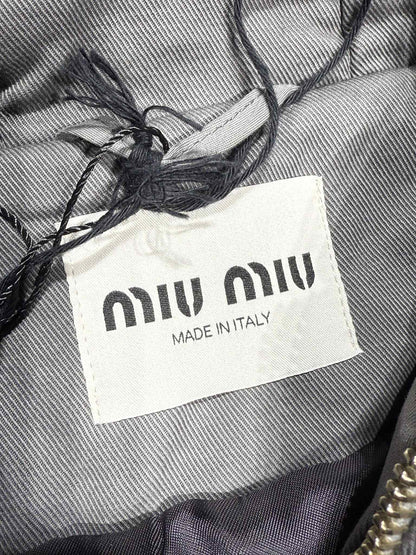 Miu Miu Garment-Dyed Blouson Jacket With Embroidered Logo
