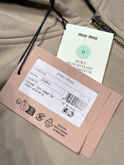 Miu Miu Albino Garment-Dyed Cotton Fleece Hoodie Jacket
