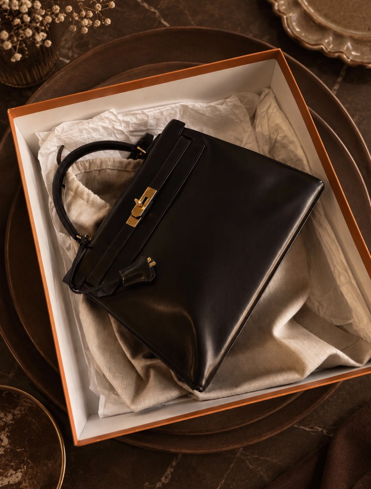 Vintage Hermes 1984 Choco Brown Kelly 32