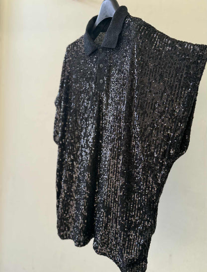 Saint Laurent Oversized Sequin Polo