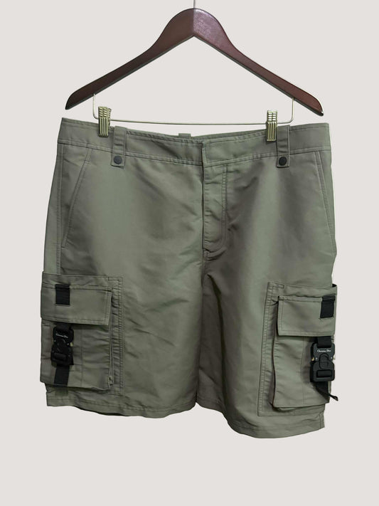 Dior Homme Green Nylon Cargo Shorts
