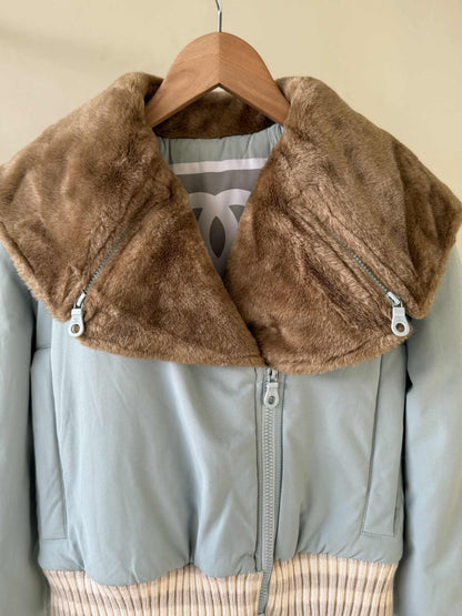 Chanel Sports Fall 2001 Blue CC Logo Fur Bomber Jacket
