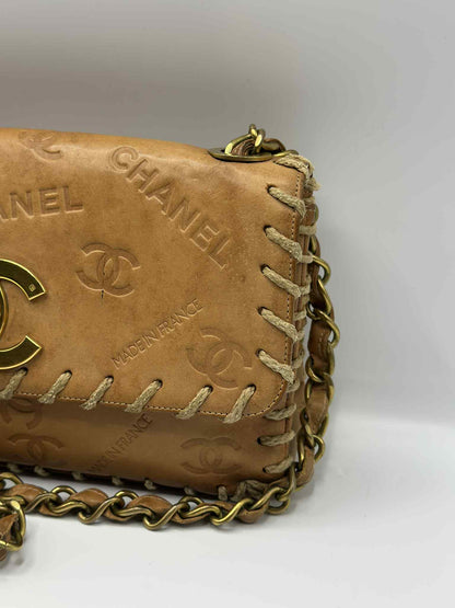 Chanel Debossed Logo Calfskin Half Flap Gold Coco Mark