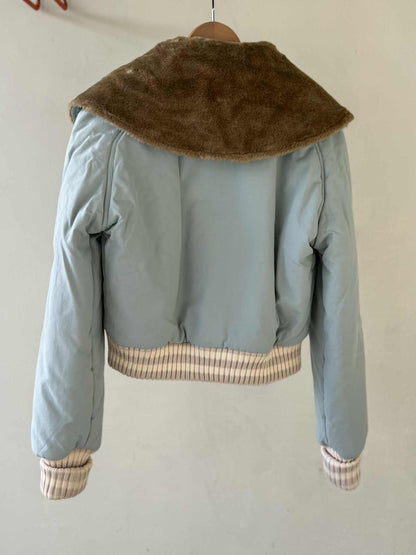 Chanel Sports Fall 2001 Blue CC Logo Fur Bomber Jacket