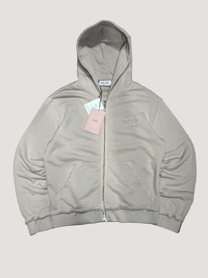 Miu Miu Albino Garment-Dyed Cotton Fleece Hoodie Jacket