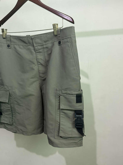 Dior Homme Green Nylon Cargo Shorts