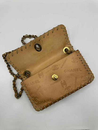 Chanel Debossed Logo Calfskin Half Flap Gold Coco Mark