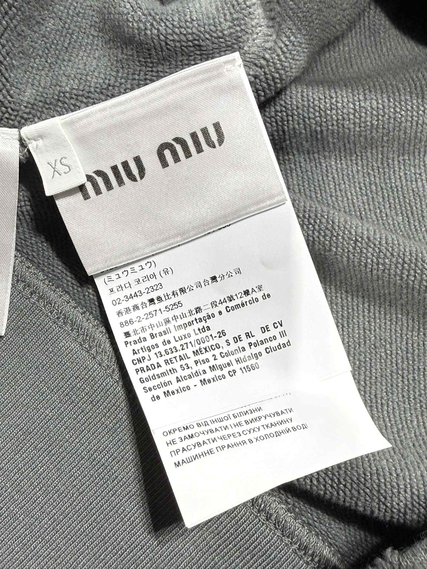 Miu Miu Gray Garment-Dyed Cotton Fleece Sweatshirt