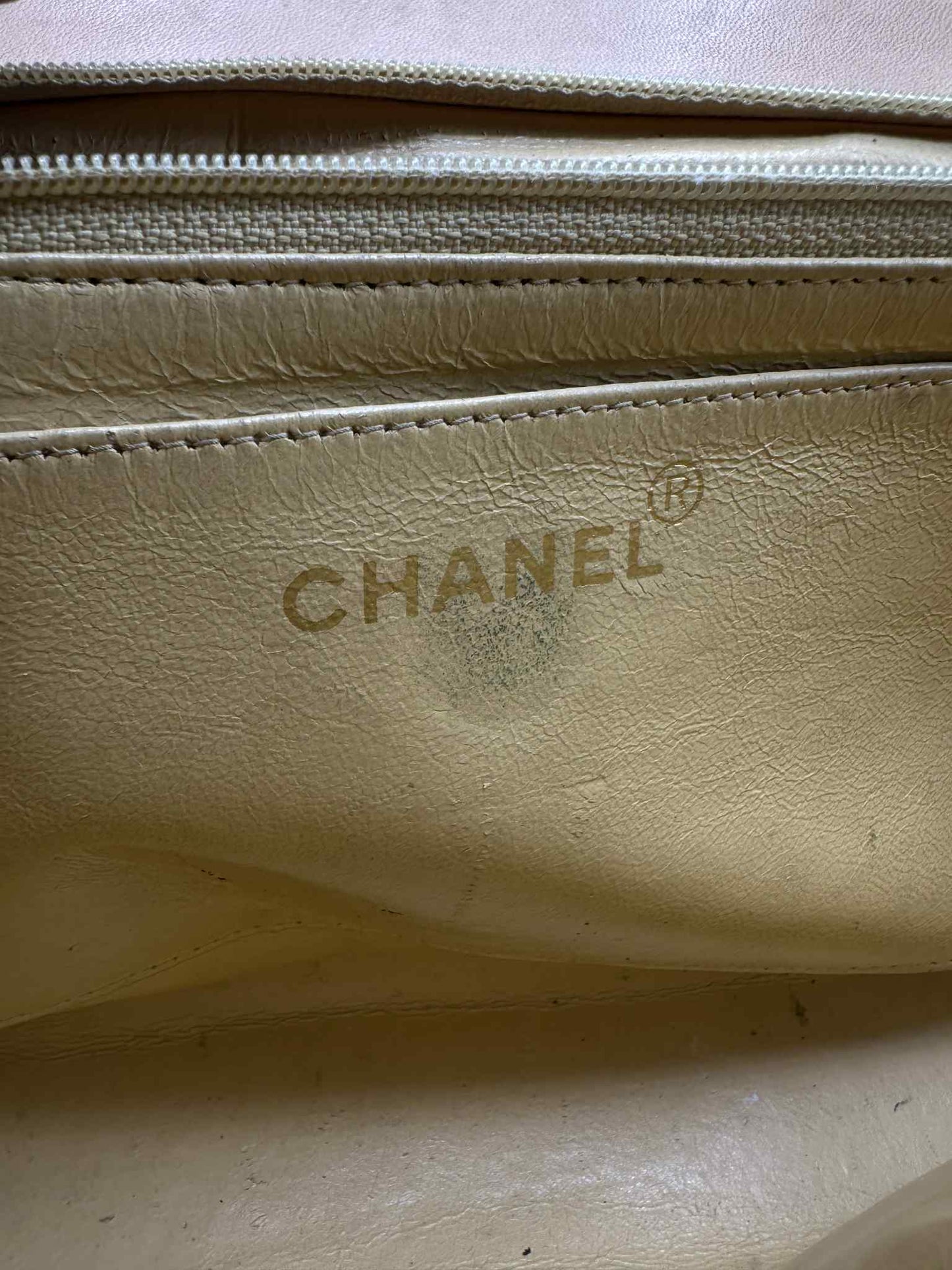 Chanel Debossed Logo Calfskin Half Flap Gold Coco Mark