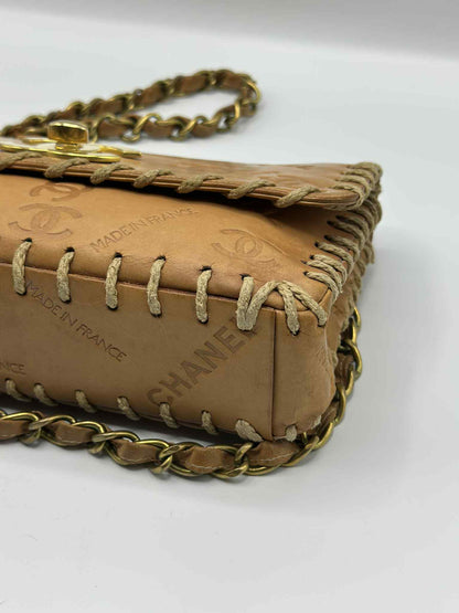 Chanel Debossed Logo Calfskin Half Flap Gold Coco Mark