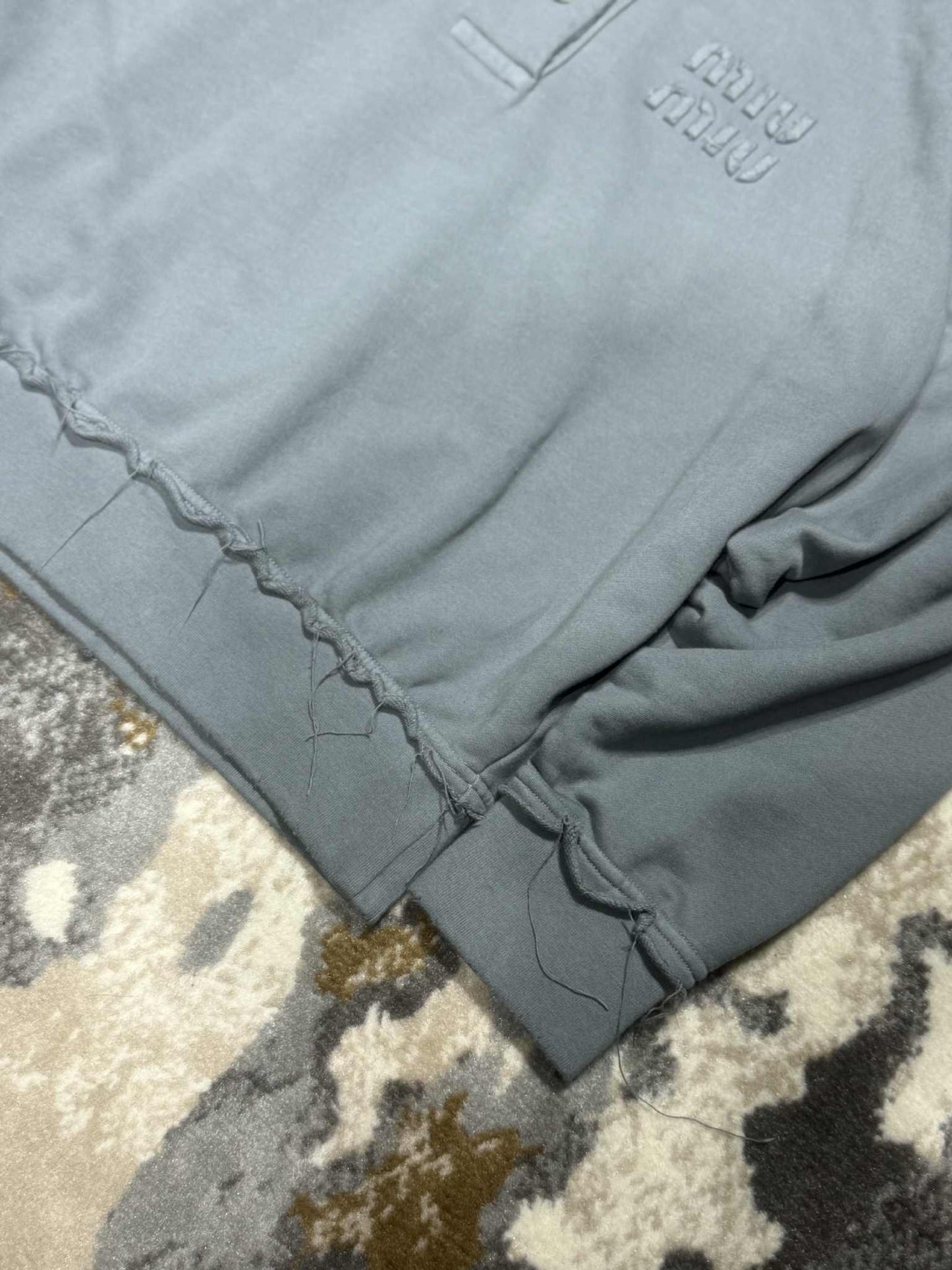 Miu Miu Gray Garment-Dyed Cotton Fleece Sweatshirt
