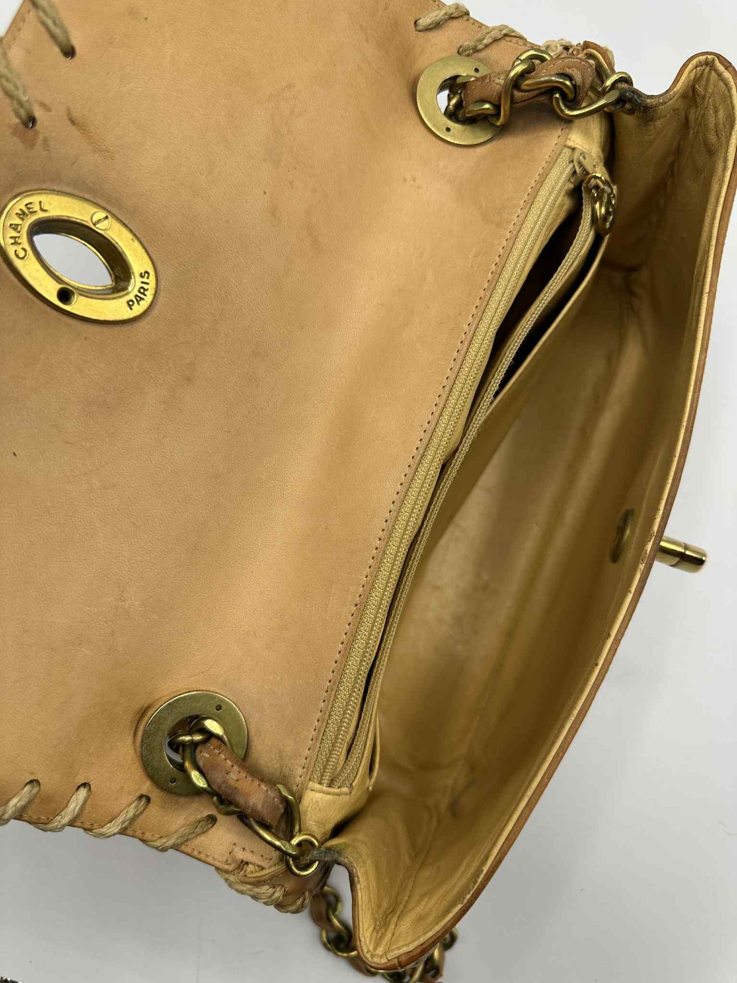 Chanel Debossed Logo Calfskin Half Flap Gold Coco Mark